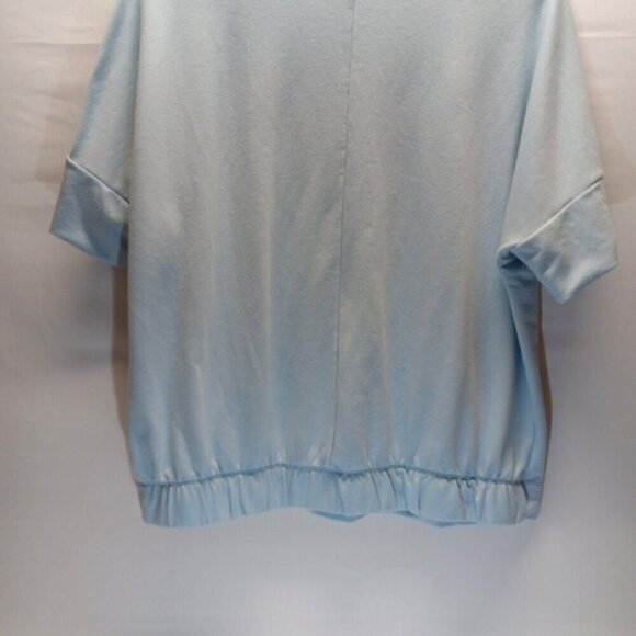 Banana Republic Ladies Medium Over Sized Mock Neck Banded Hem Tee Light Blue GUC - Picture 7 of 9